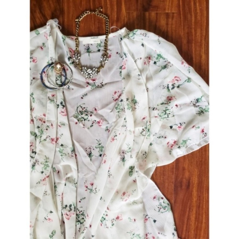Sheer Kimono Floral Spring Summer Top Over